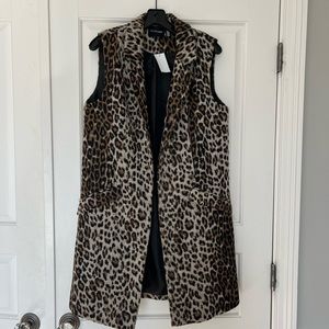 Dolce Cabo wool leopard print long vest.